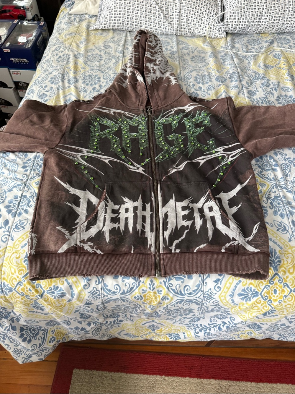 Stray Rage Death Metal Men’s Brown Fleece Hoodie